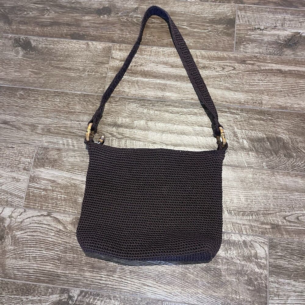 The Sak Crochet Shoulder Bag Brown Woven Purse Crossbody Tote Boho Style